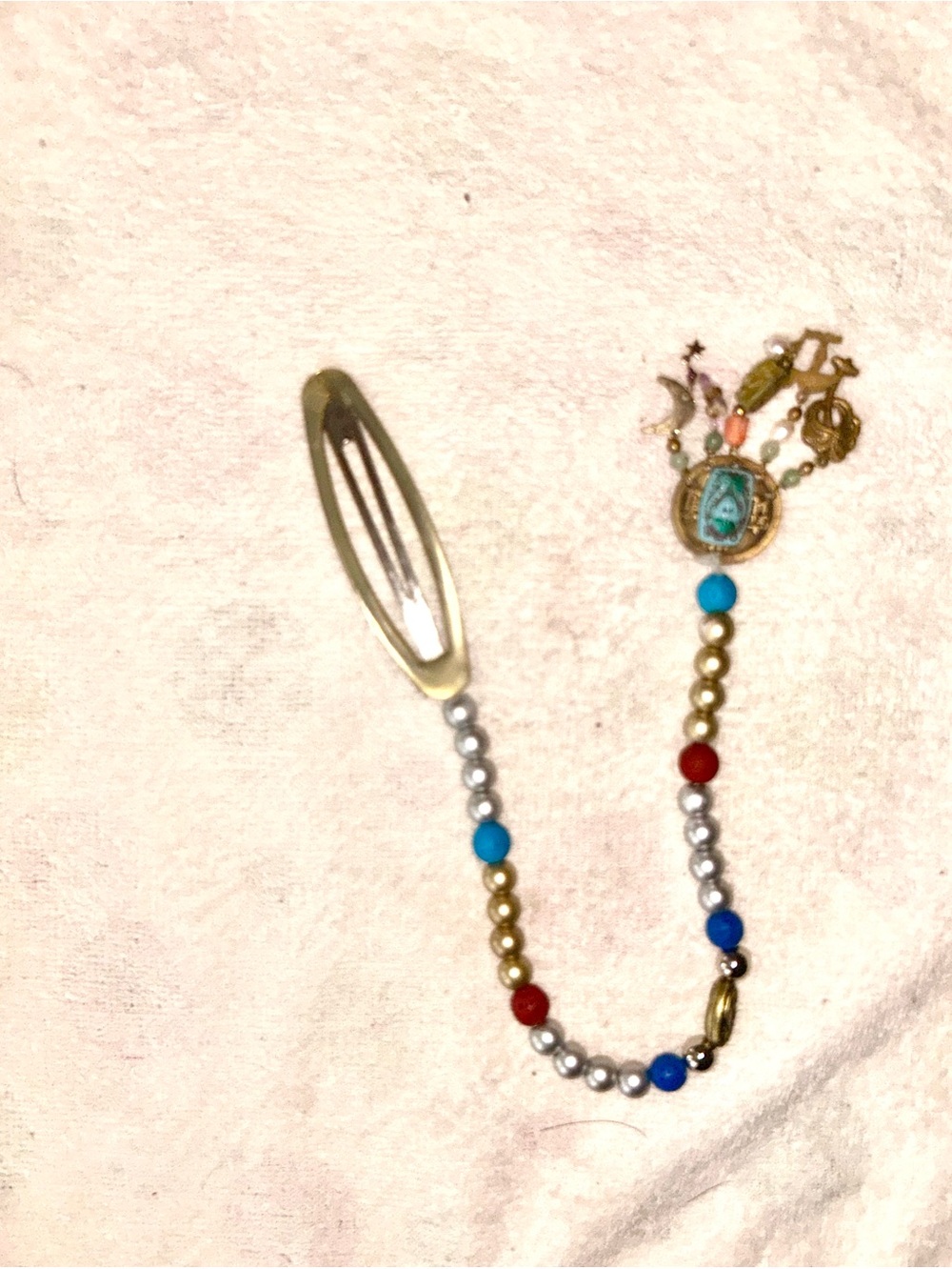 Beaded Charm Hair Clip with Multicolor Beads